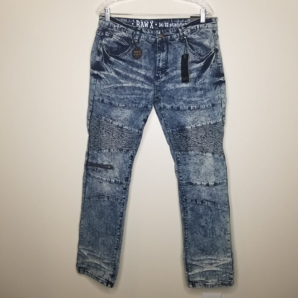 NWT RAW-X Men's Straight Leg Medium Blue Jeans Size 34/32 Standard